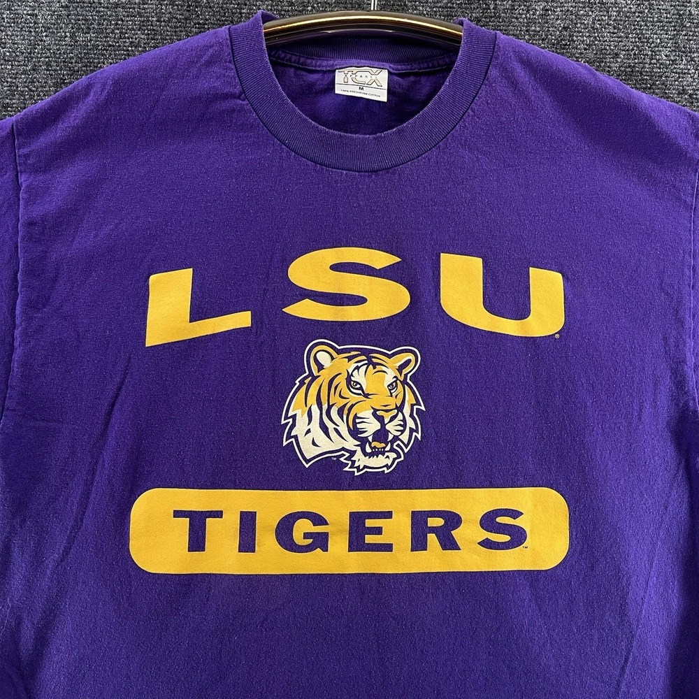 Vintage LSU Tigers Shirt Medium Purple/Gold NCAA Football The Cotton Exchange